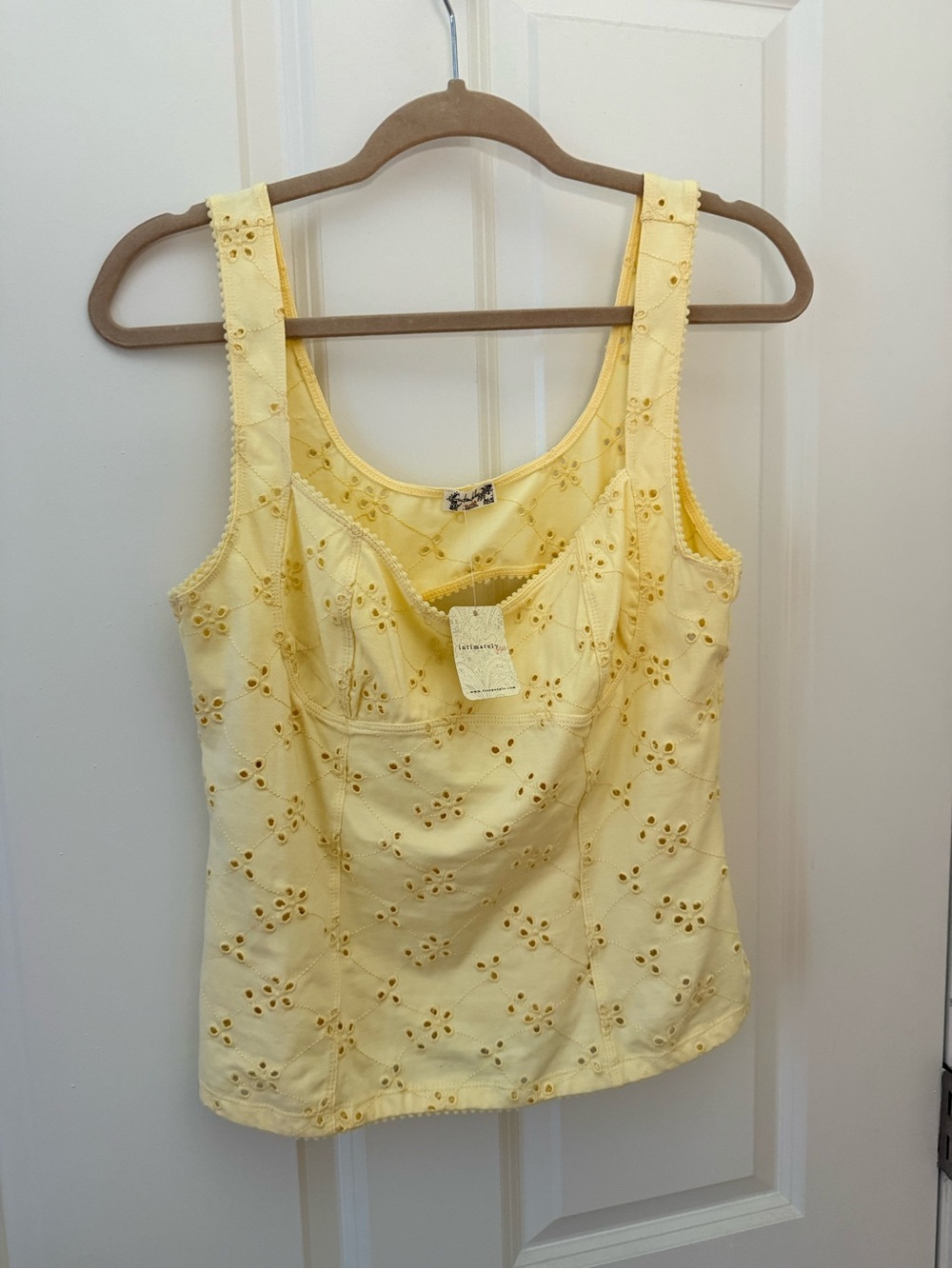We The Free Pale Yellow Eyelet Camisole Tank